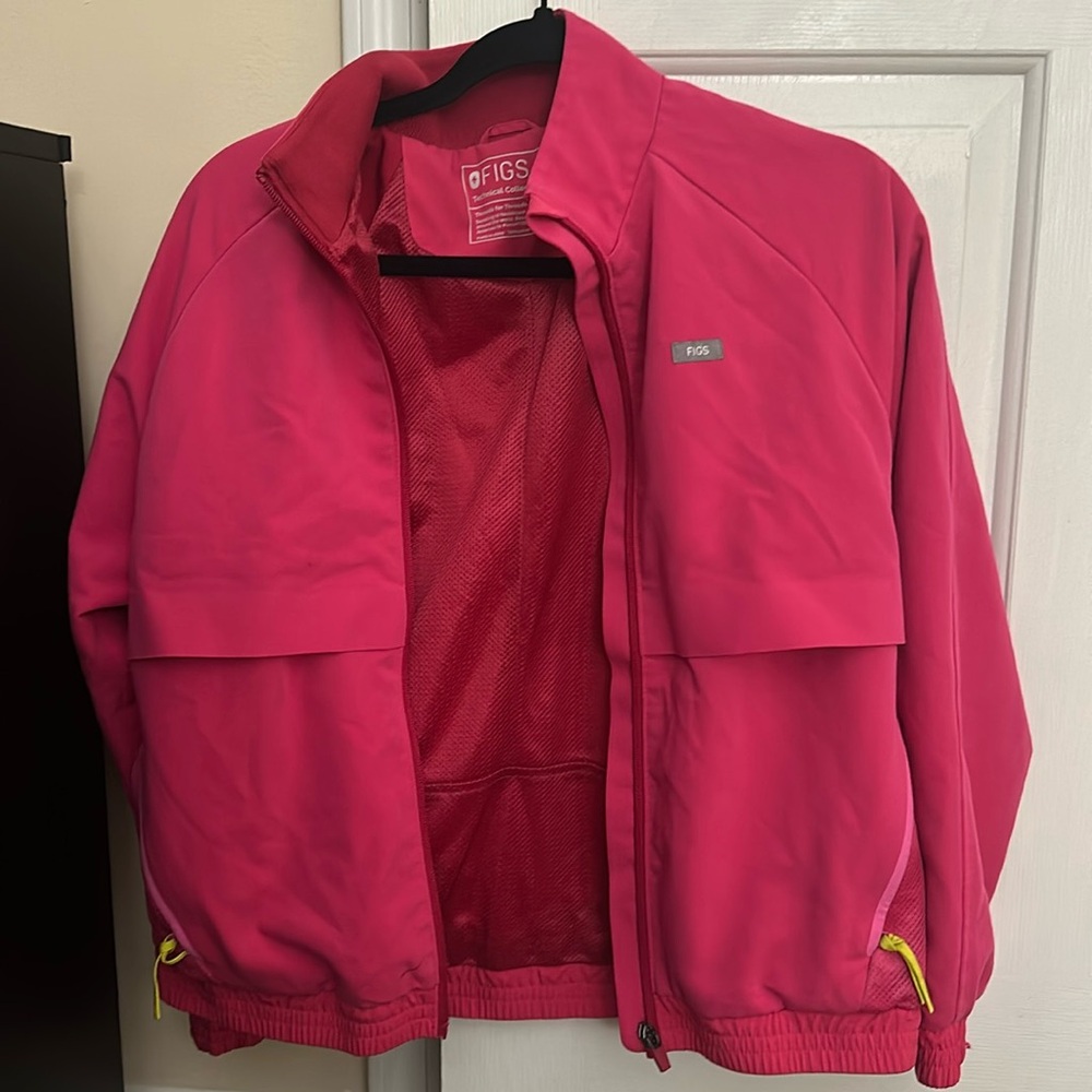 Shocking pink figs jacket- small